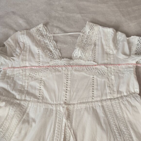 Eri + Ali White Lace Boho Prairie Dress Puff Sleeve Midi Cottagecore  L/XL - Picture 14 of 14